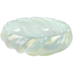 Archimede Seguso Murano Opalino Gold Flecks Italian Art Glass Bowl