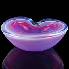 Alfredo Barbini Murano Rosa Blau Opalisierende Italienische Kunst Glas Dekorative Schale