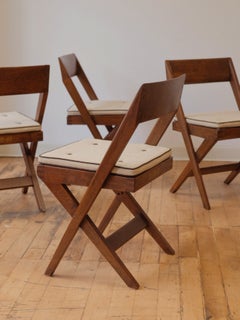 Pierre Jeanneret Cane Seat Wood Back Chairs