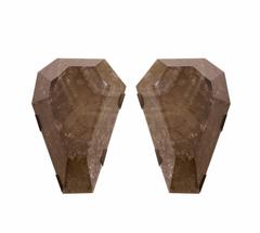 Pair of Diamond Form Smoky Brown Rock Crystal Sconces