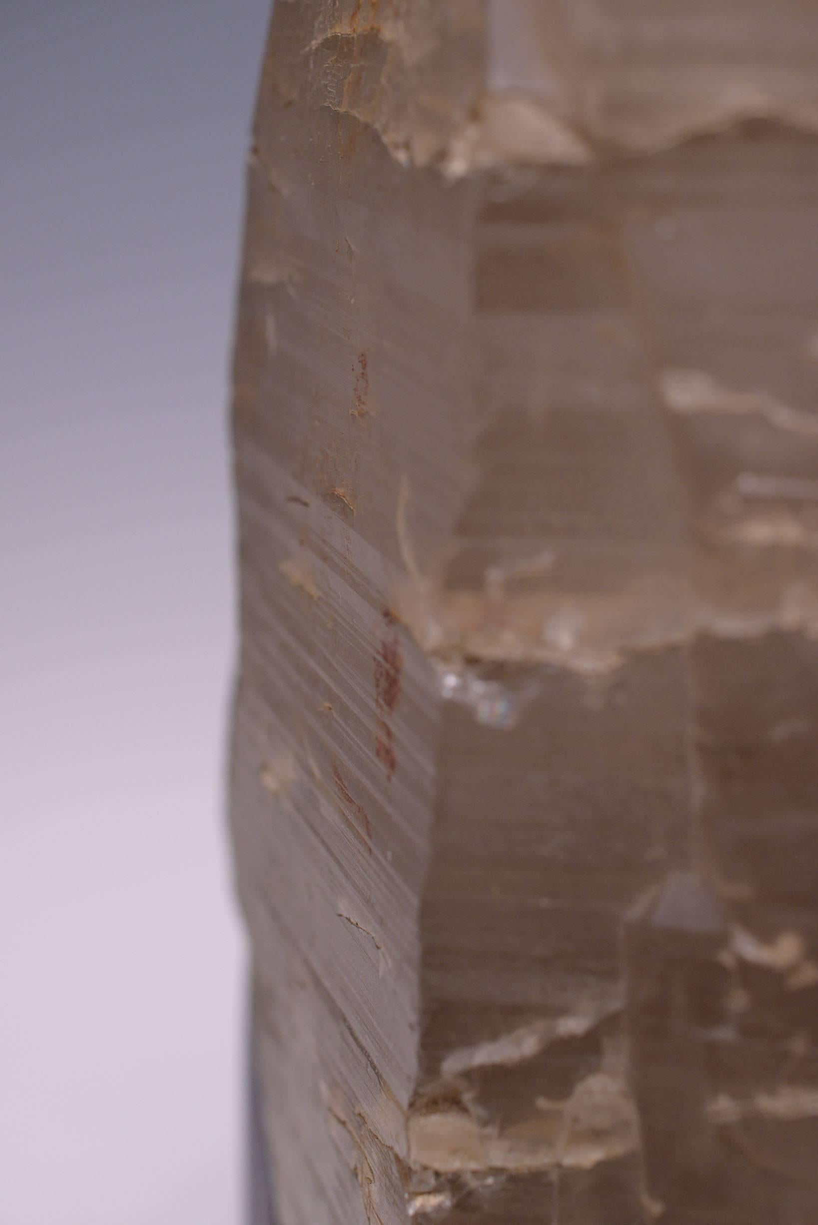 Contemporary Natural Grey Rock Crystal Quartz Obelisk For Sale