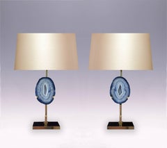 Pair of Rare Aqua Agate Lamps