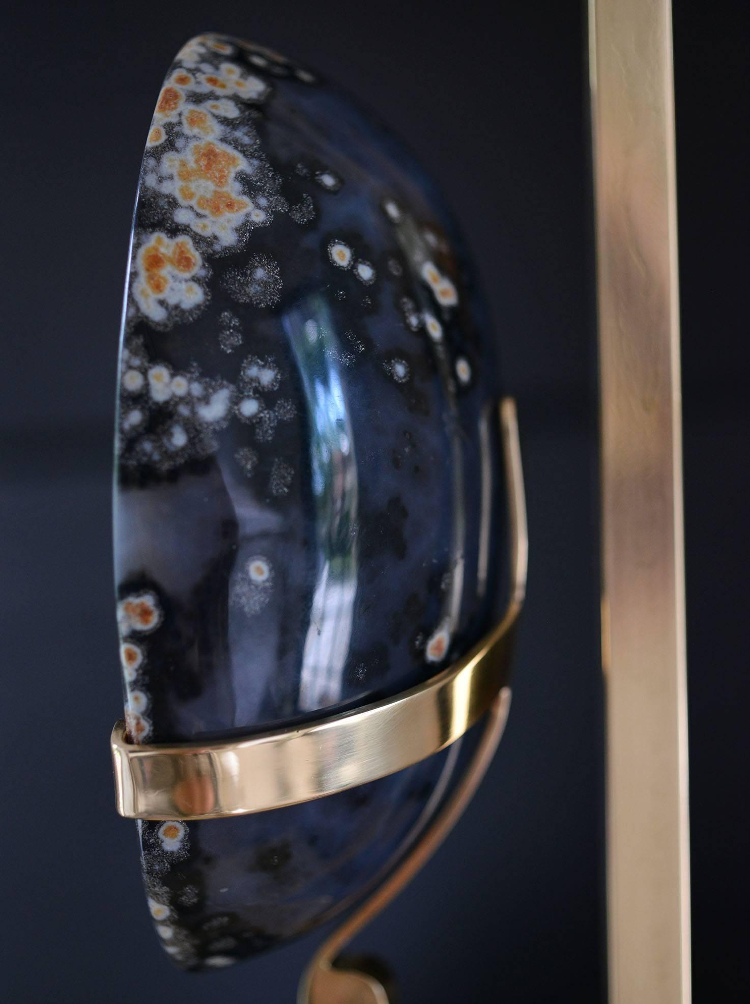 XXIe siècle et contemporain Paire de lampes rares en agate aqua en vente