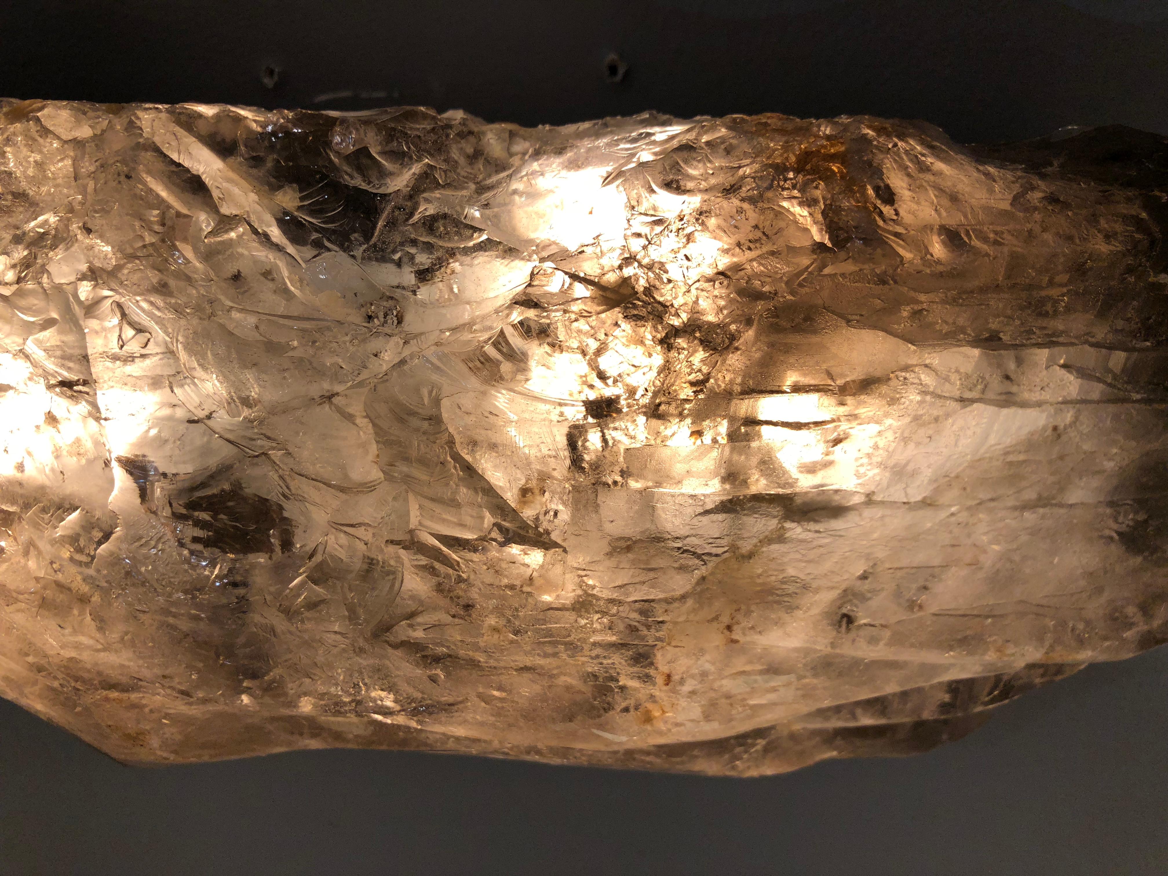 Pair of Natural Smoky Rock Crystal Sconces by Phoenix For Sale 3