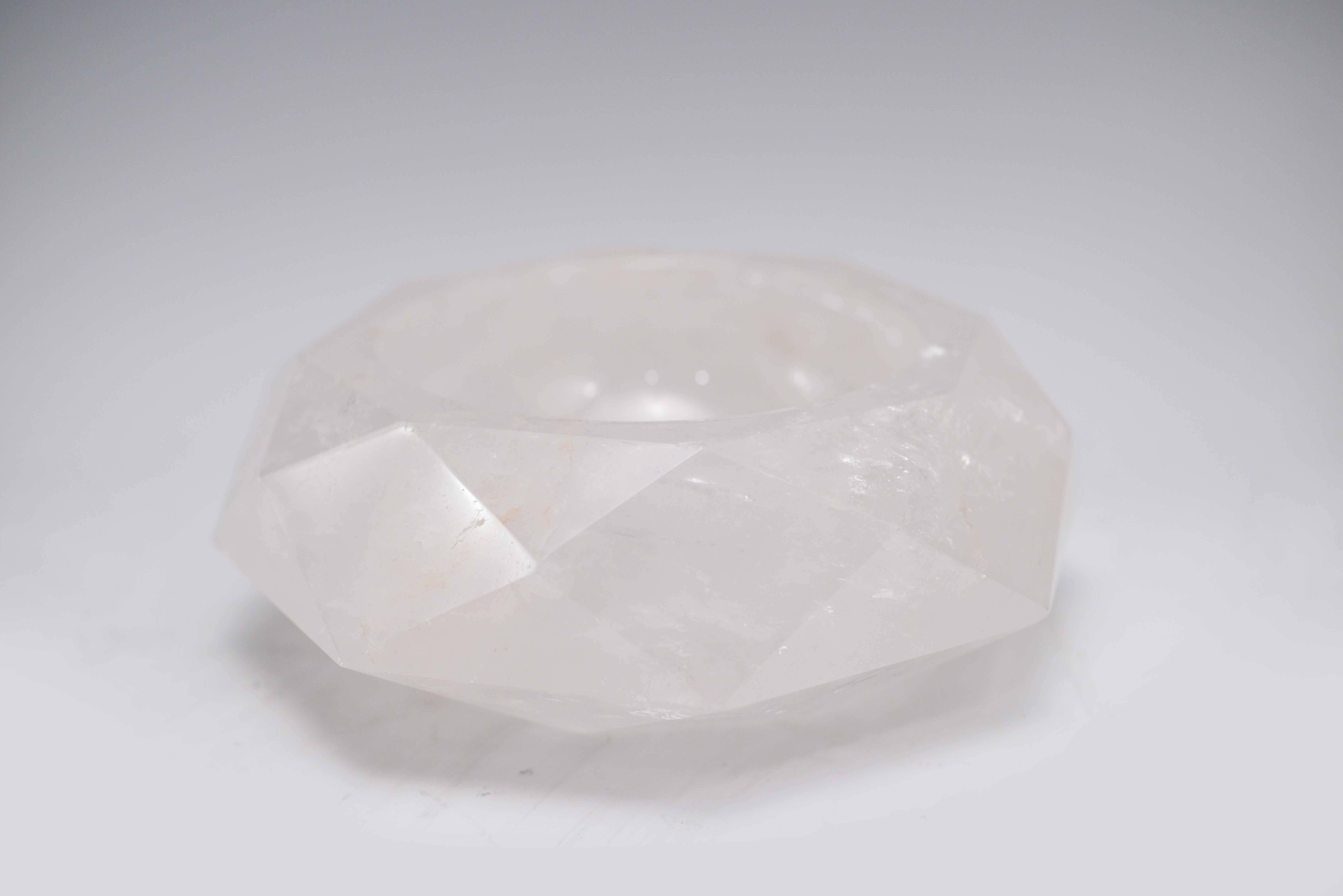 A fine carved faceted rock crystal bowl, created by Phoenix Gallery. 
 