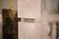 Pair of Flat Cubic Form Rock Crystal Lamps