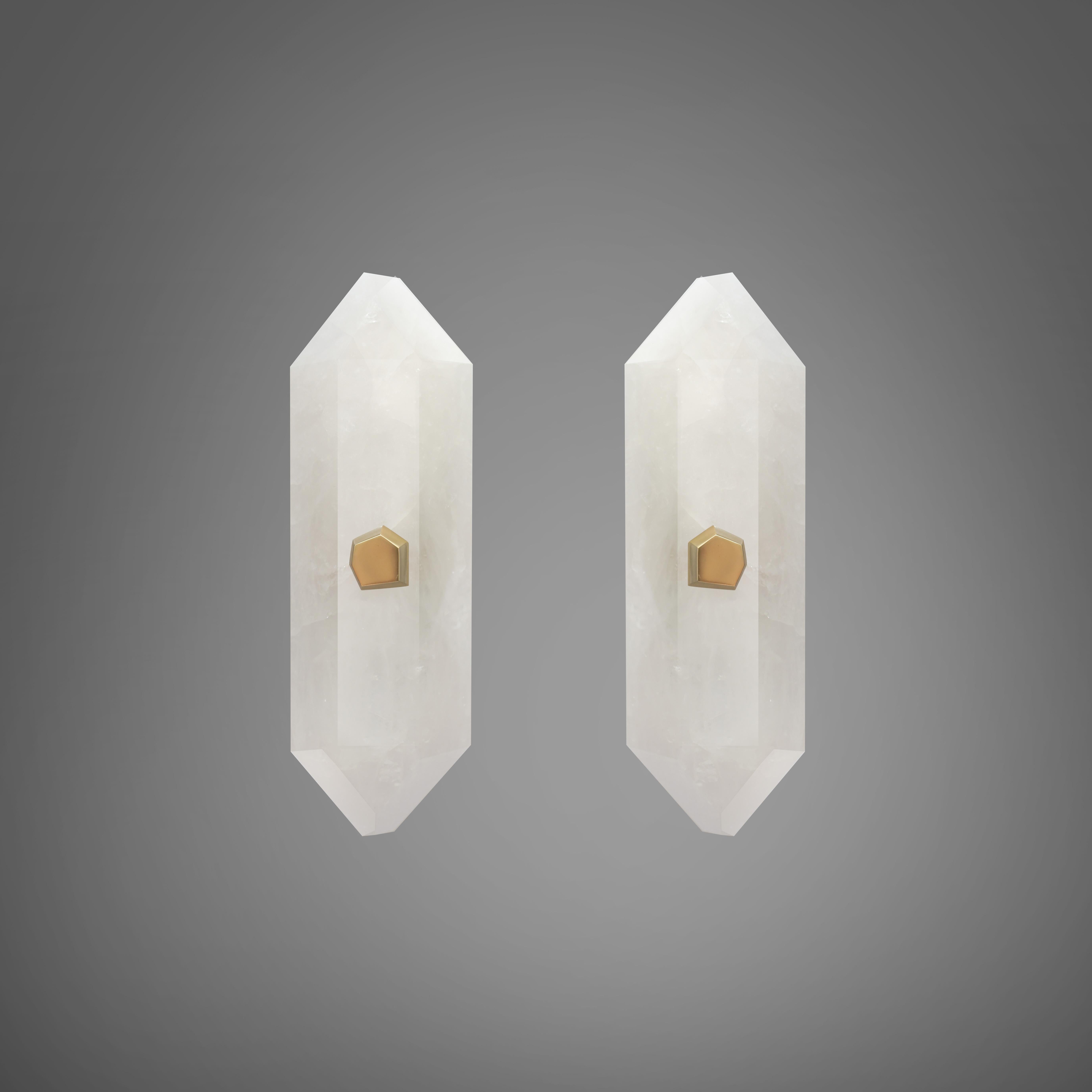  Diamond Form Rock Crystal Sconces by Phoenix In Excellent Condition For Sale In New York, NY