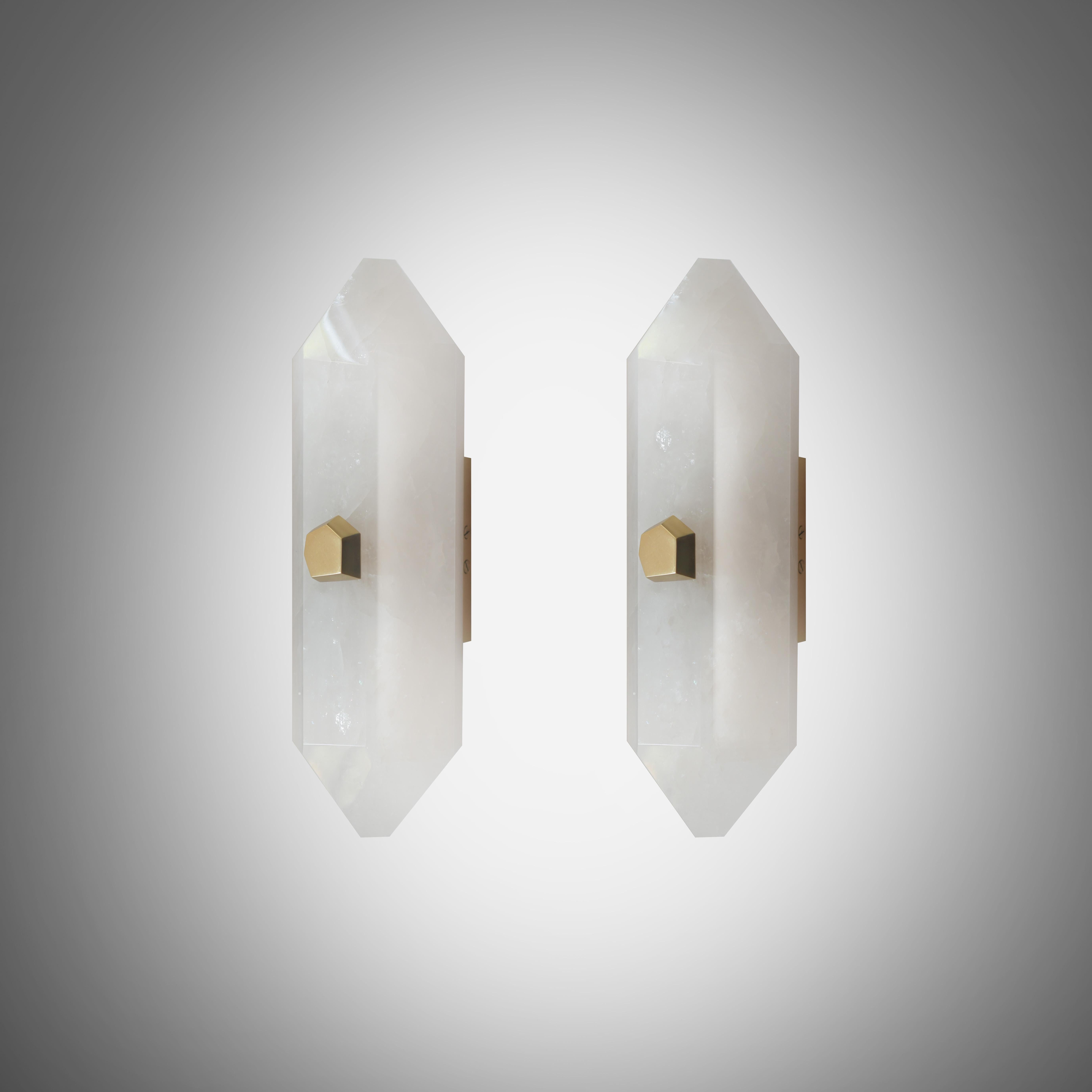 Contemporary  Diamond Form Rock Crystal Sconces by Phoenix For Sale