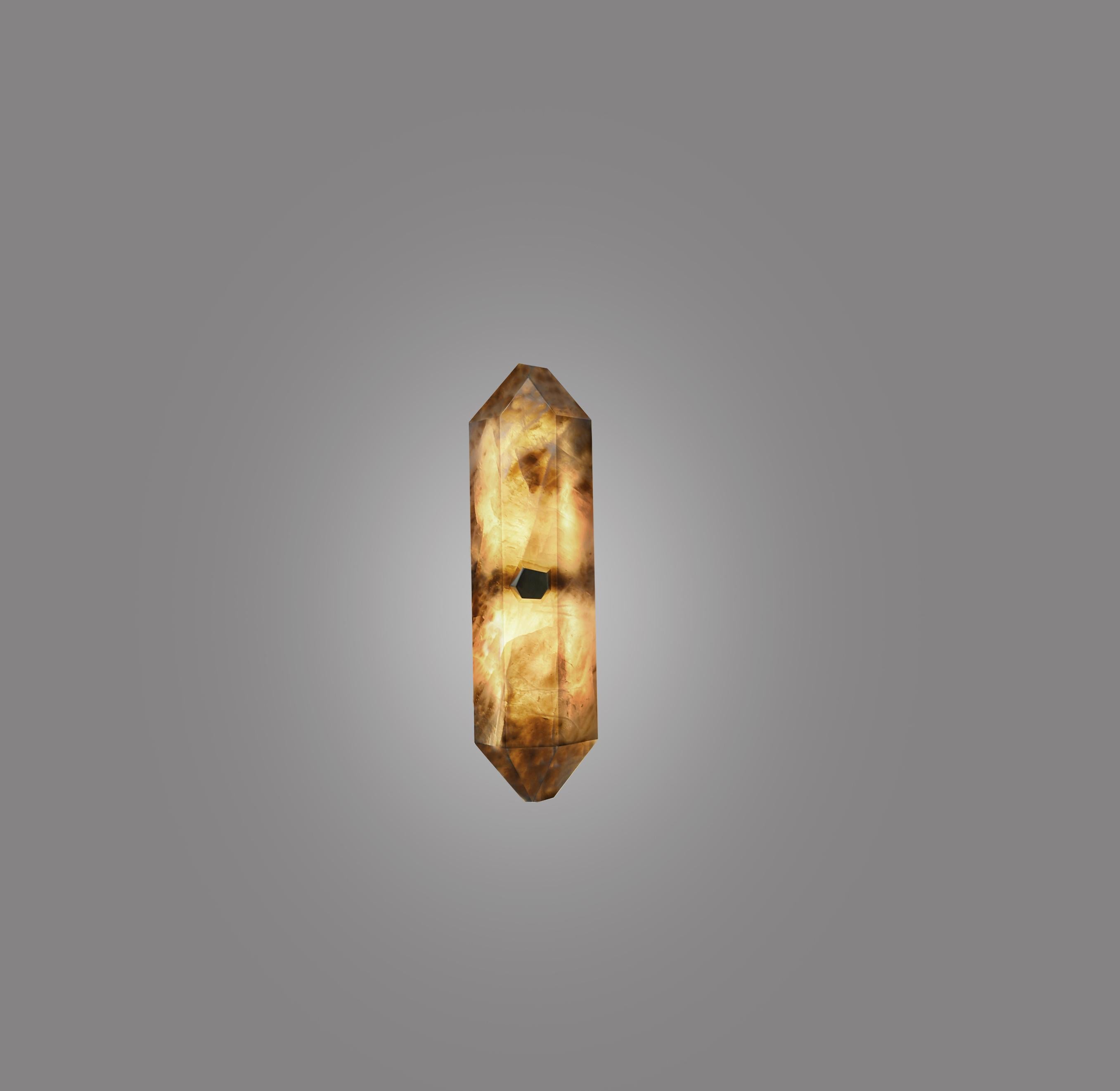 Contemporary Diamond Form Rock Crystal Sconces by Phoenix For Sale