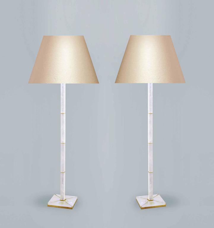 Modern Rock Crystal Quartz Floor Lamp With Gilt Base