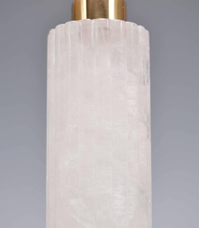 A fine carved ribbed rock crystal quartz lamp with polish bronze base, created by Phoenix Gallery, NYC.
Available in nickel plating and antique brass finished.
To the rock crystal: 16