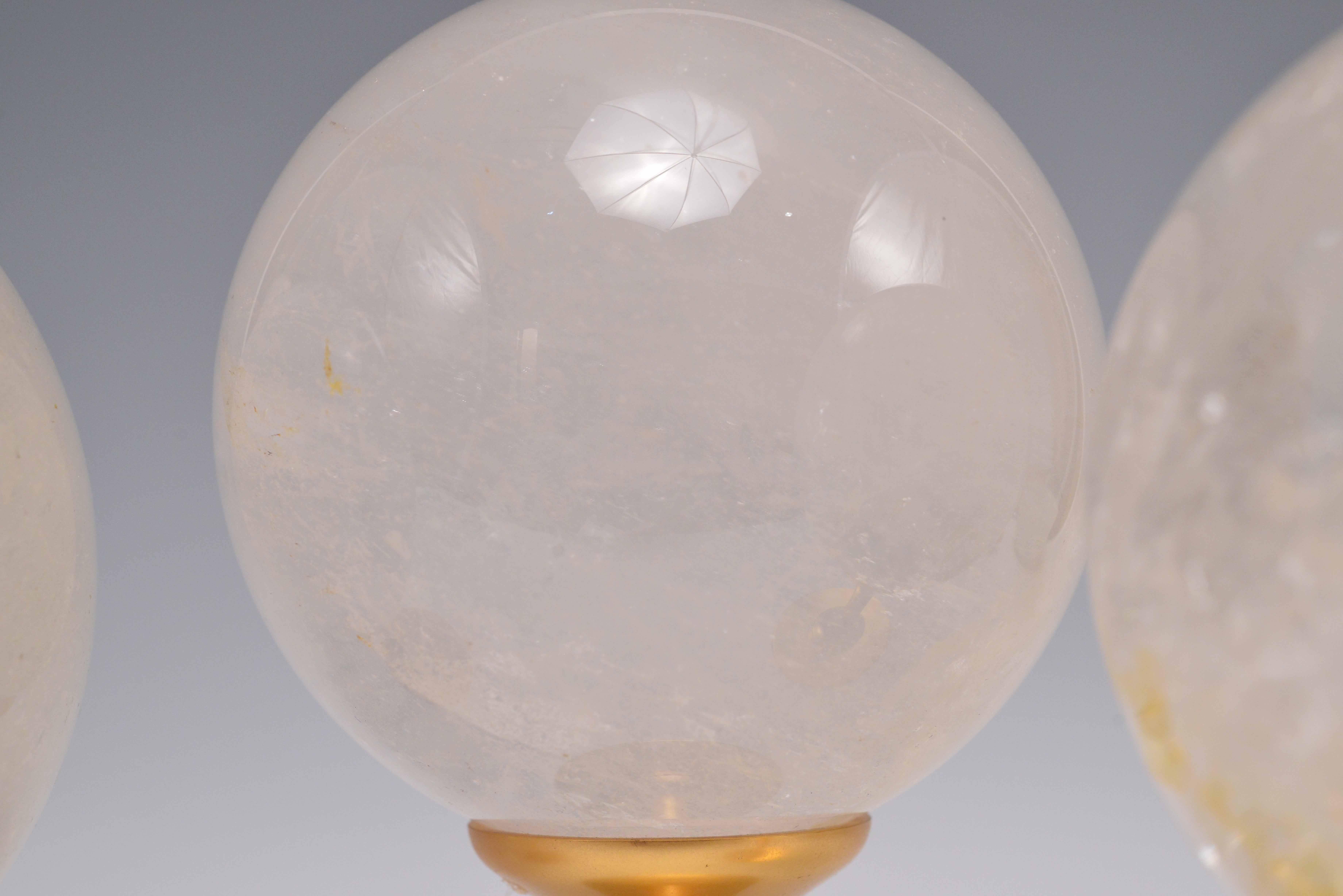 Group of Three Rock Crystal Balls In Excellent Condition For Sale In New York, NY