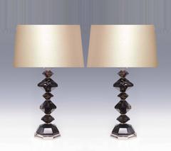 Pair of Dark Diamond Rock Crystal Quartz Lamps