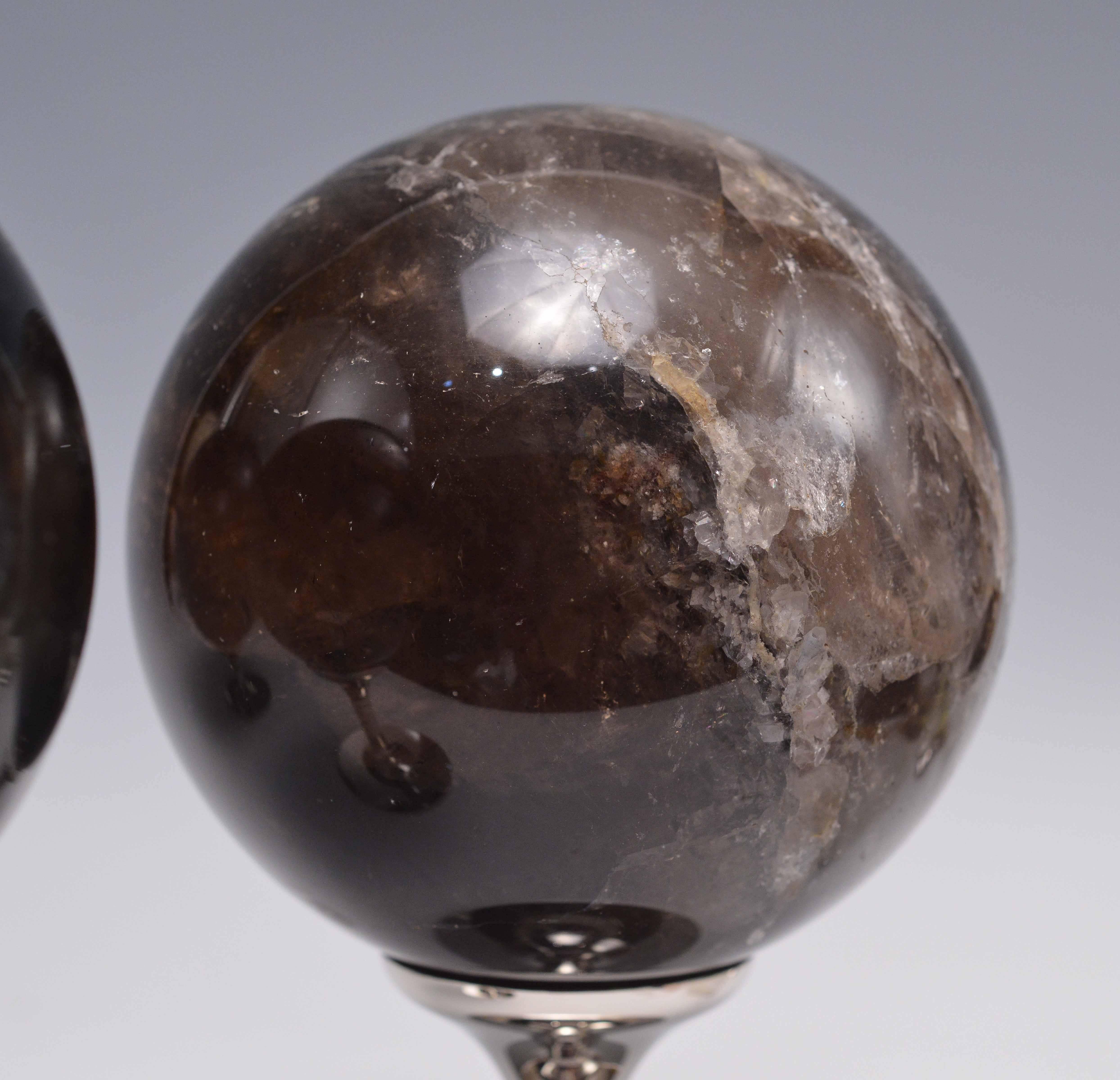 Group of Three Dark Rock Crystal Balls In Excellent Condition In New York, NY