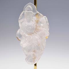 Pair of Fine Carved Rock Crystal Quartz Lamps