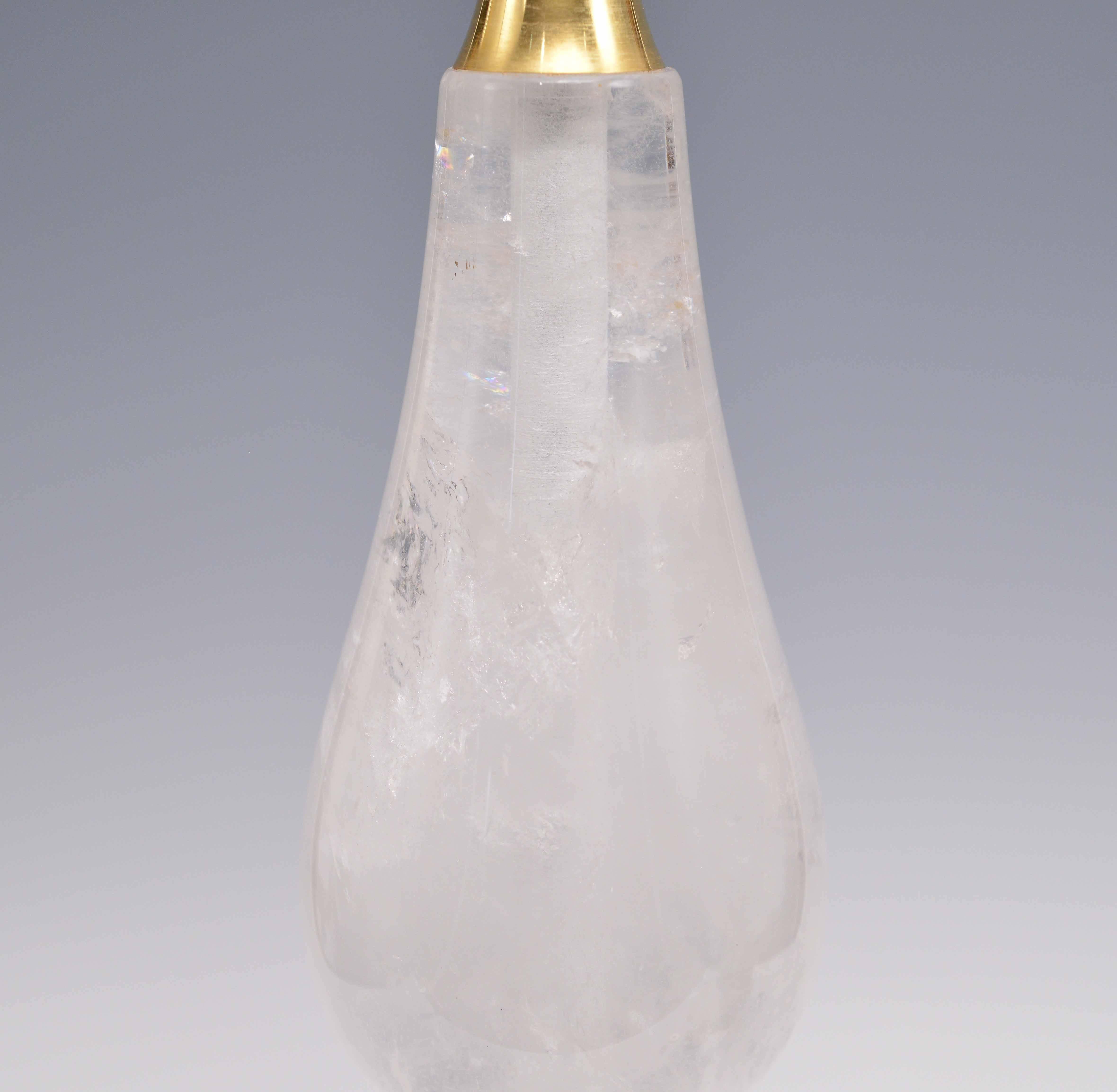 Contemporary Pair of Elegant Form Rock Crystal Quartz Lamps For Sale