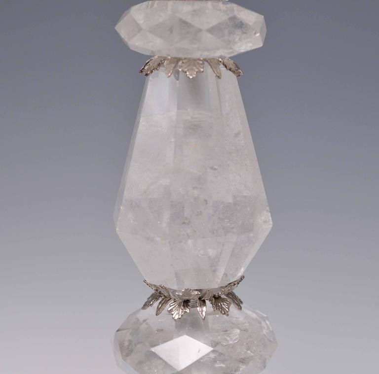 Pair of Fine Carved Rock Crystal Quartz Candle Holders For Sale at 1stDibs