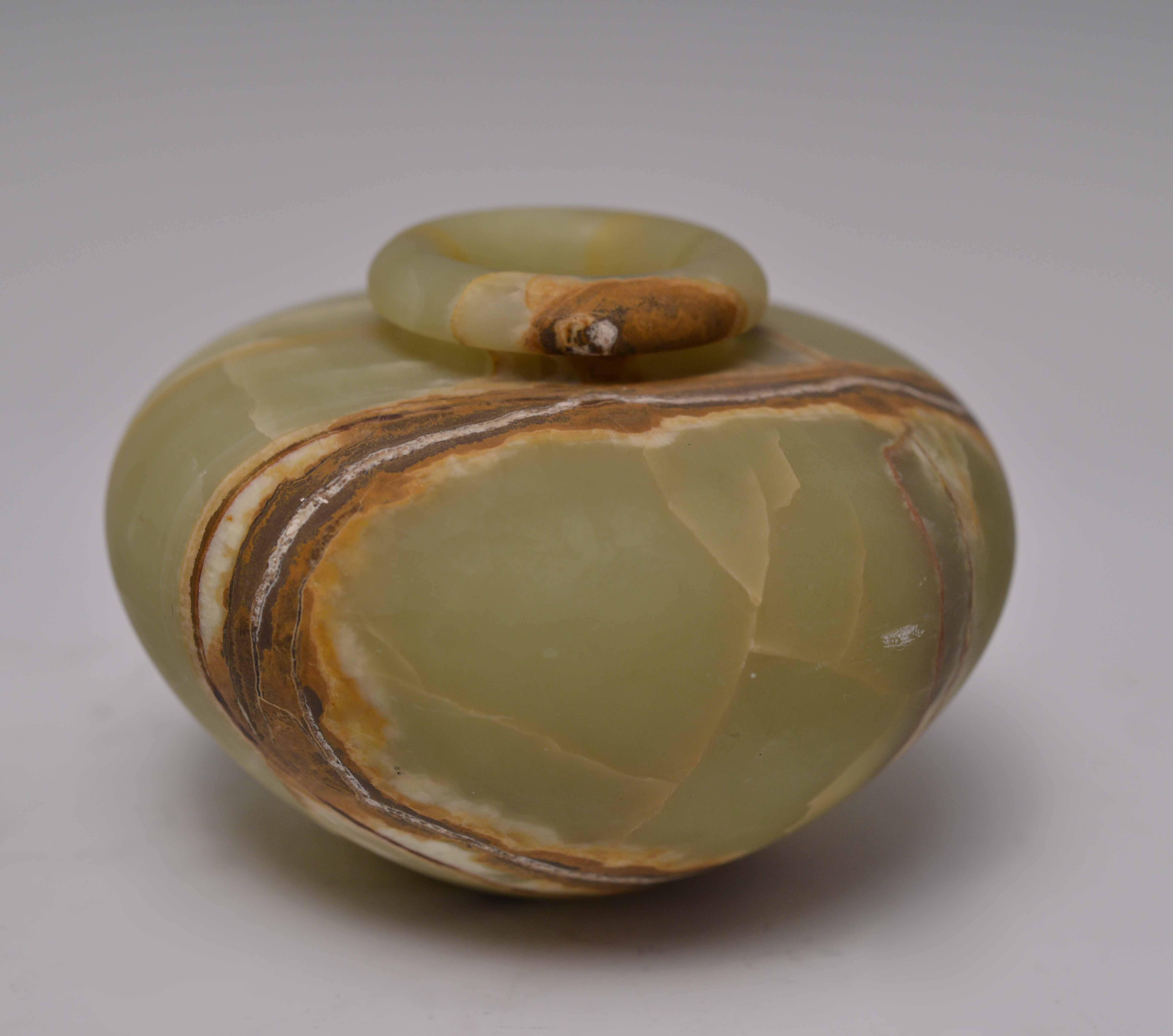 Group of Two Carved Celadon Jade Jars In Excellent Condition For Sale In New York, NY