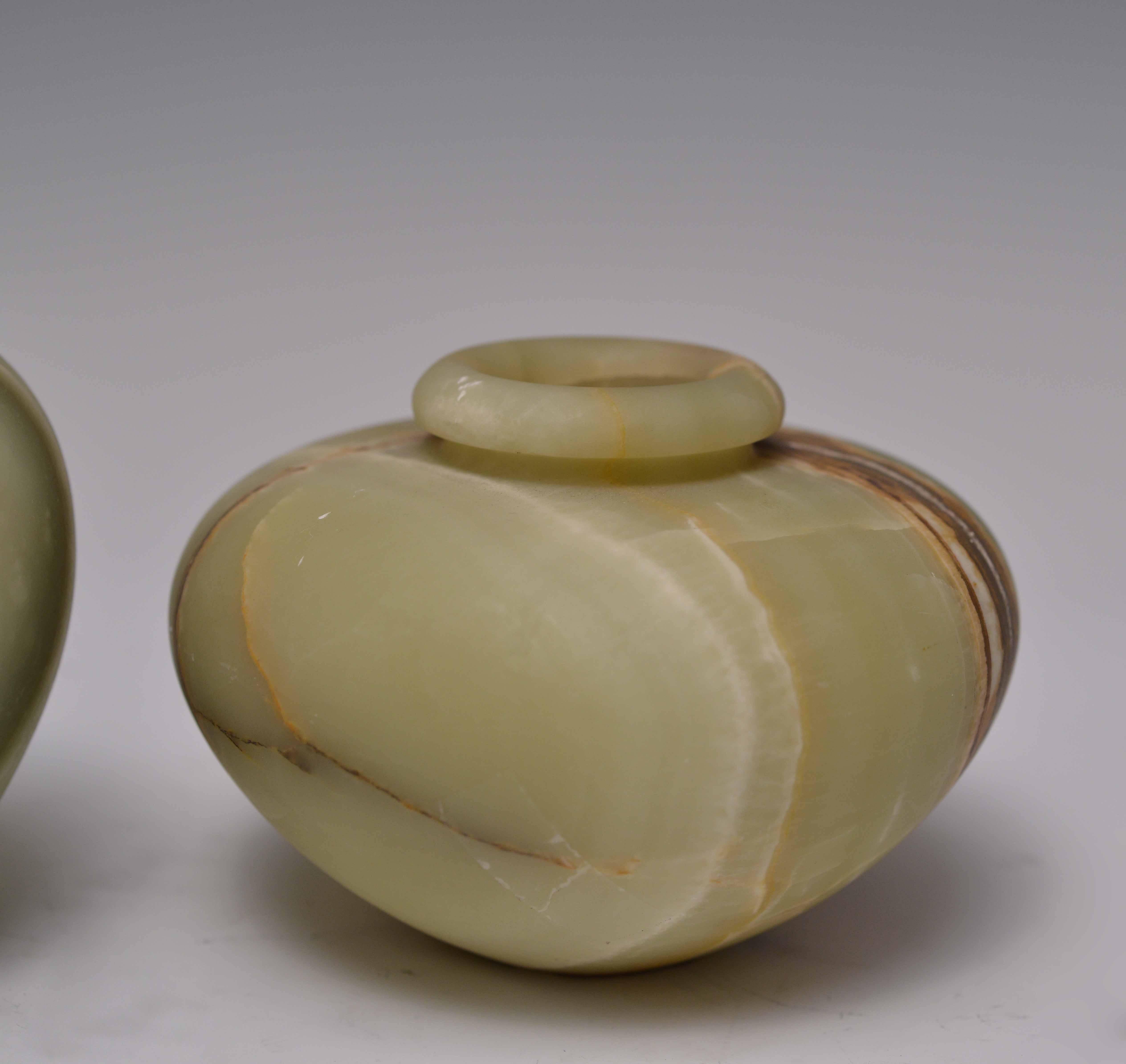 20th Century Group of Two Carved Celadon Jade Jars For Sale
