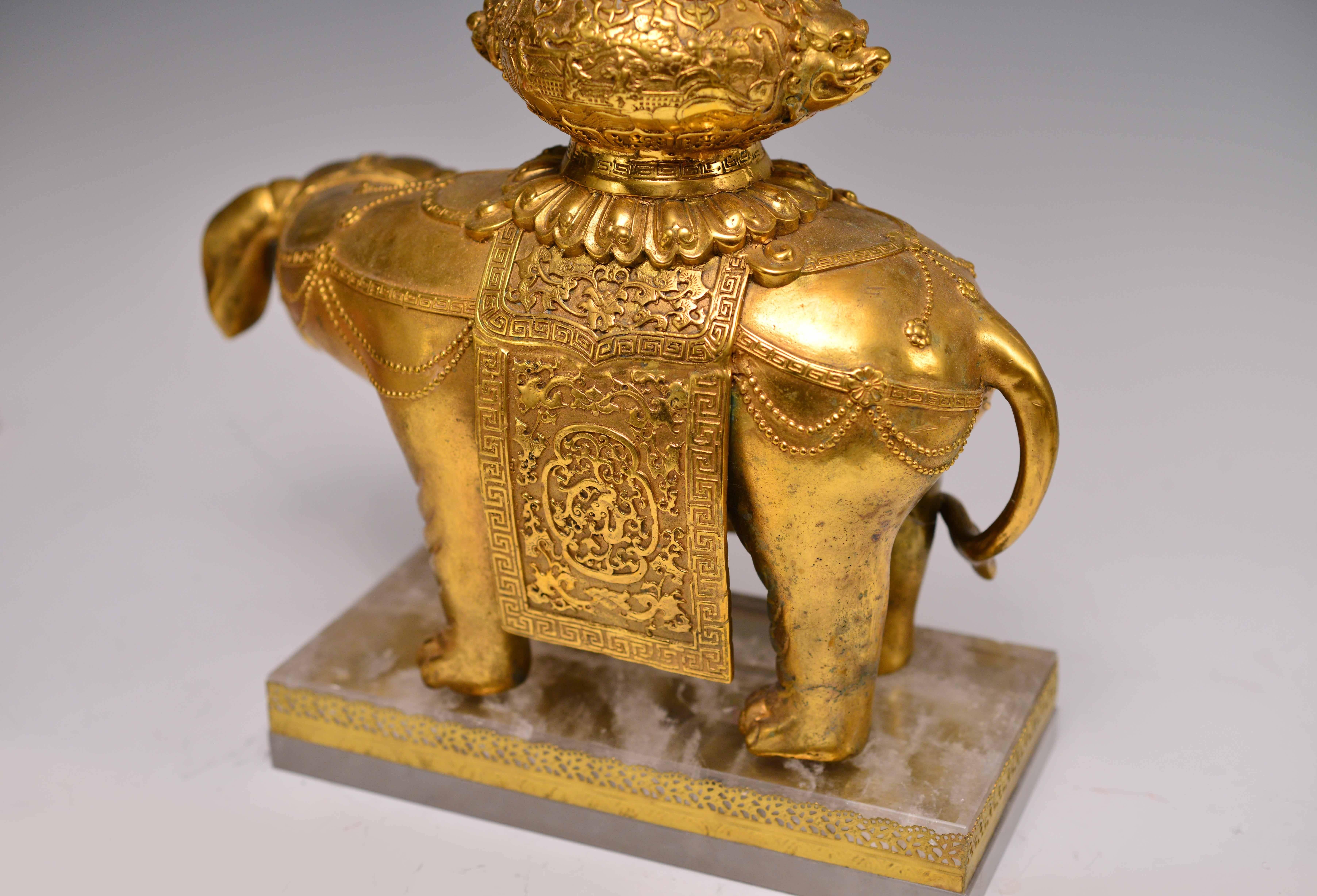 Pair of Gilt Bronze Figures of Elephants Mounted as Lamps﻿ 1