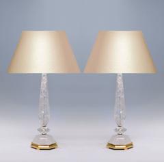 Pair of Prism and Diamond Form Rock Crystal Quartz Lamps