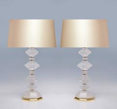 Pair of Diamond Form Rock Crystal Quartz Lamps