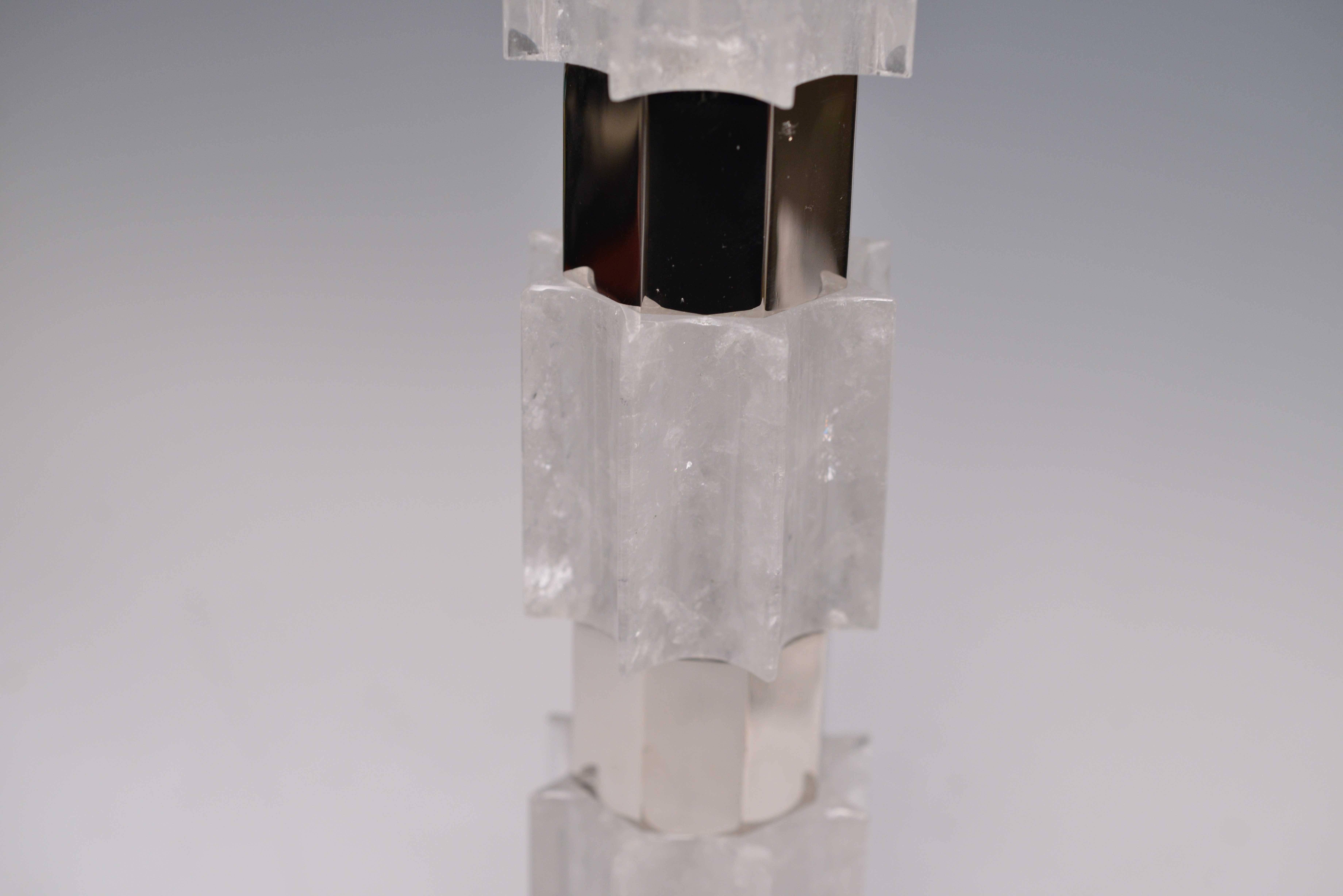 XXIe siècle et contemporain Paire de lampes Metropolitan Rock Crystal Quartz en cristal de roche en vente