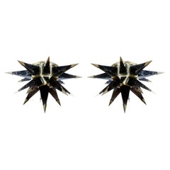 Coppia di lampade da incasso a forma di stella in cristallo di rocca fumé di Phoenix