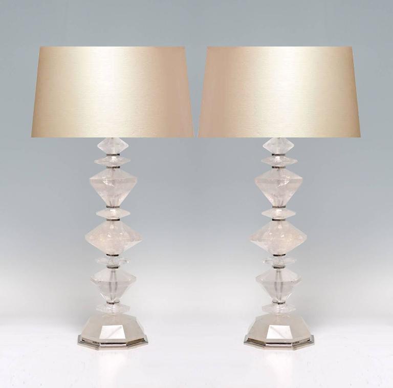 Pair of Diamond Form Rock Crystal Quartz Lamps at 1stdibs