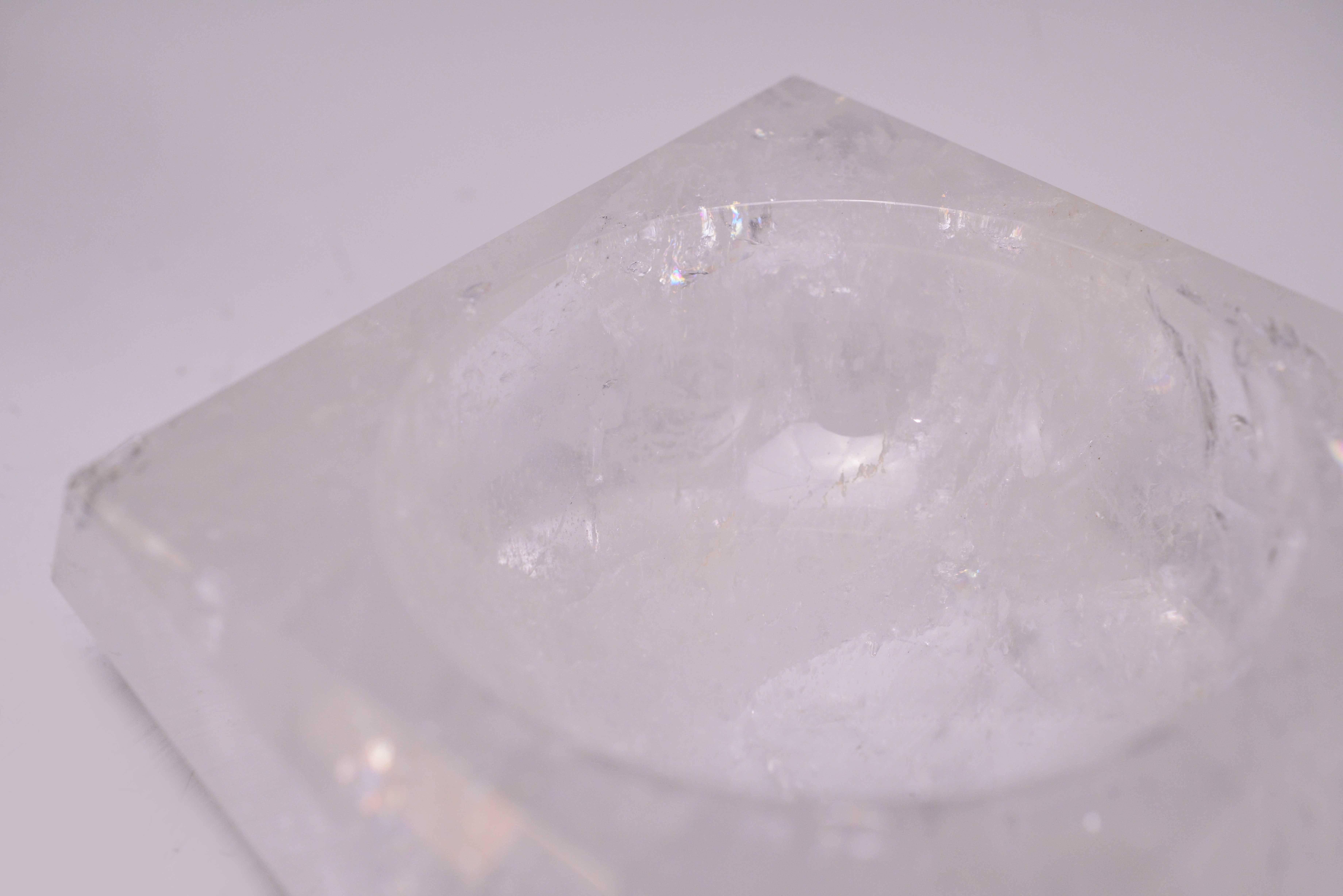 Contemporary Fine Carved Irregular Abstract Rock Crystal Quartz Bowl