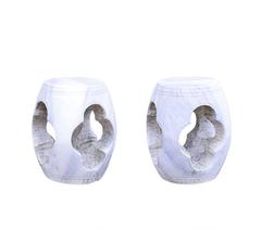 Pair of Fine Carved Limestone Stools