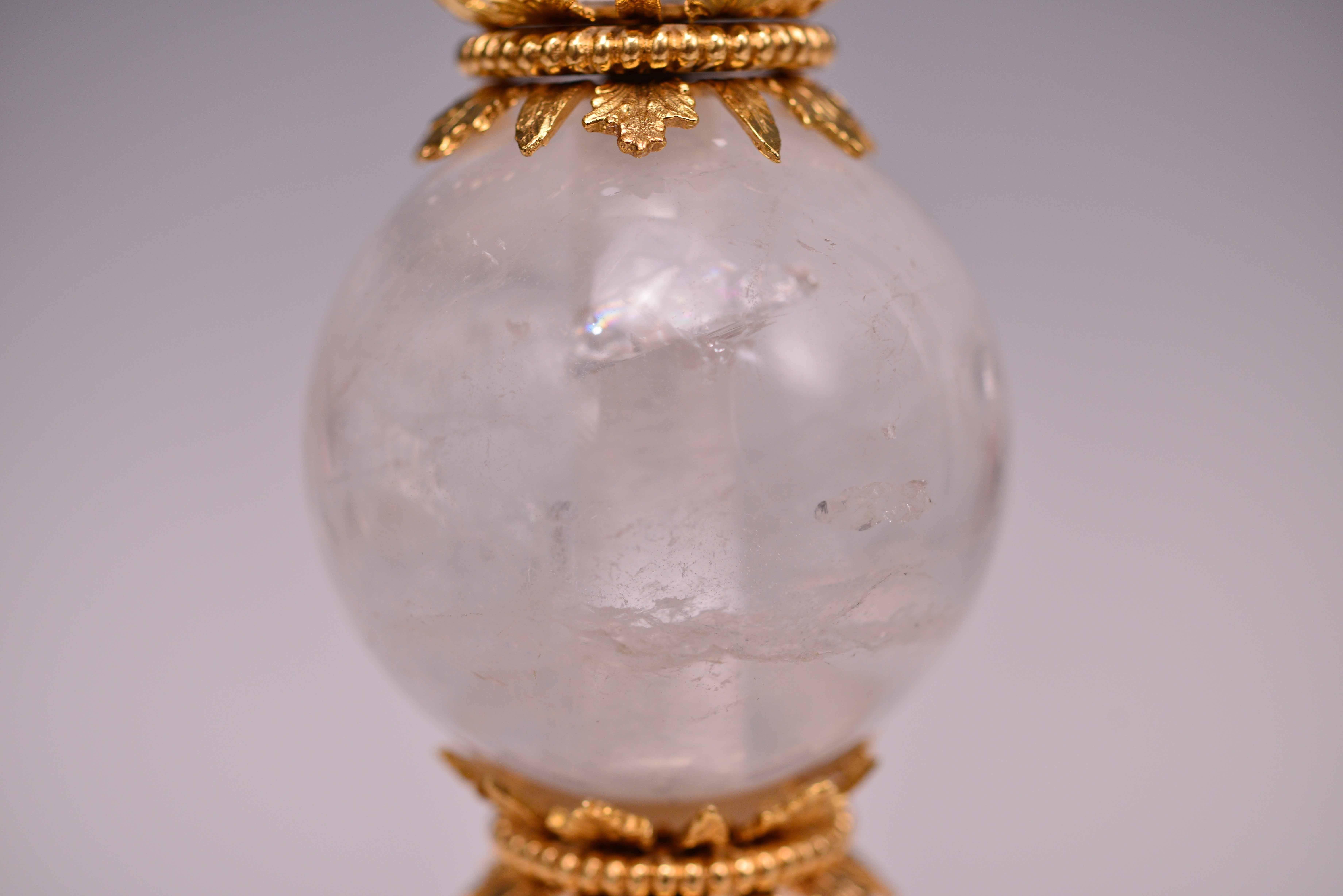 Paar Goldbronze-Montierte Bergkristall-Quarz-Lampen (21. Jahrhundert und zeitgenössisch) im Angebot