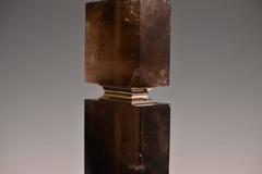 Pair of Flat Cubic Form Smoky Dark Rock Crystal Lamps