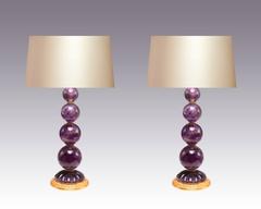 Pair of Ormolu-Mounted Amethyst Rock Crystal Quartz Lamps