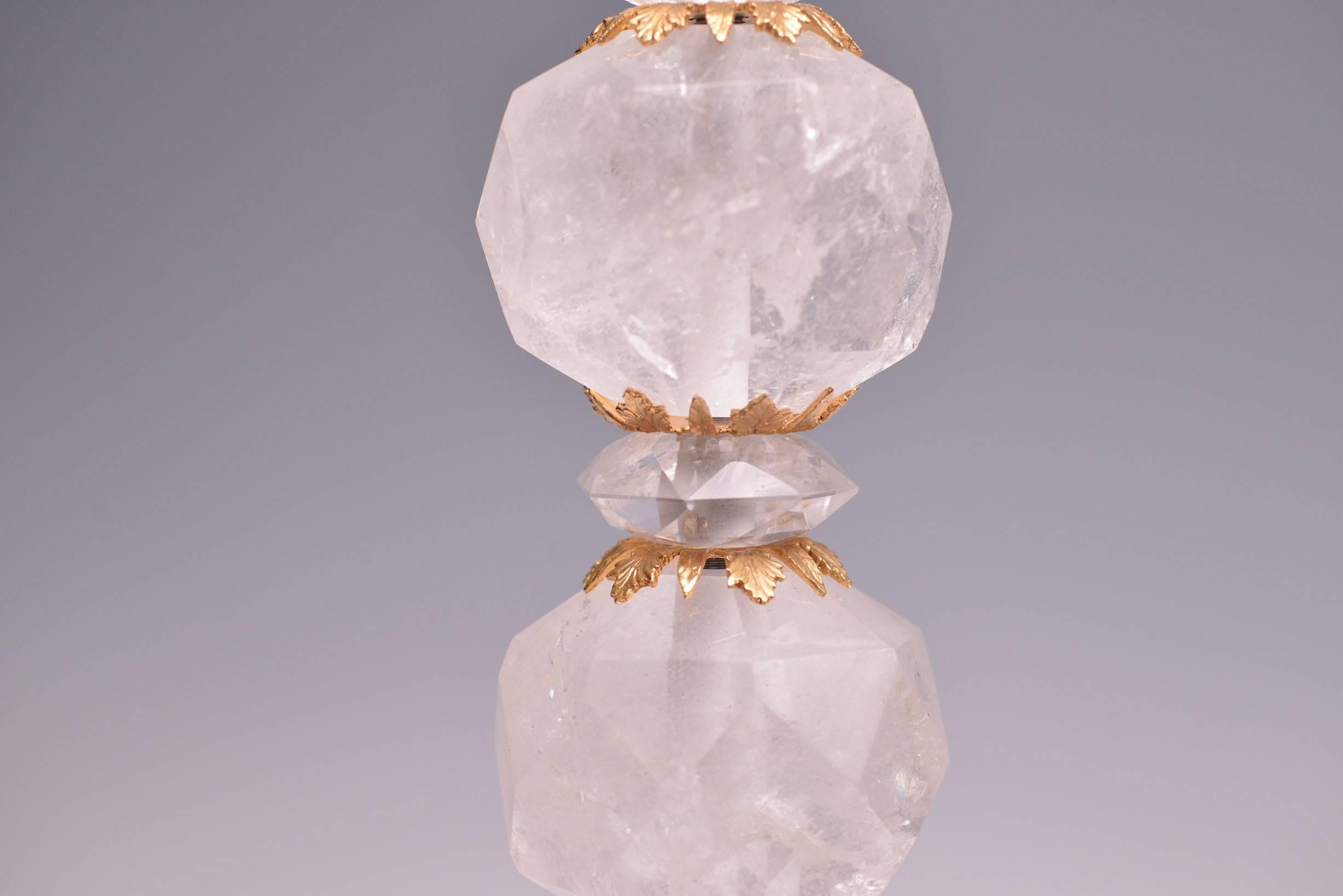 Pair of Ormolu-Mounted Rock Crystal Quartz Lamps In Excellent Condition In New York, NY