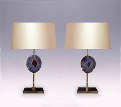 Pair of Natural Rare Agate Lamps