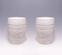 Pair of Fine Carved Blanc-de-chine Porcelain Stools