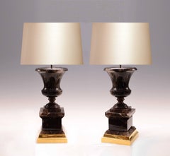 Pair of Urn Form Smoky Brown Rock Crystal Lamps