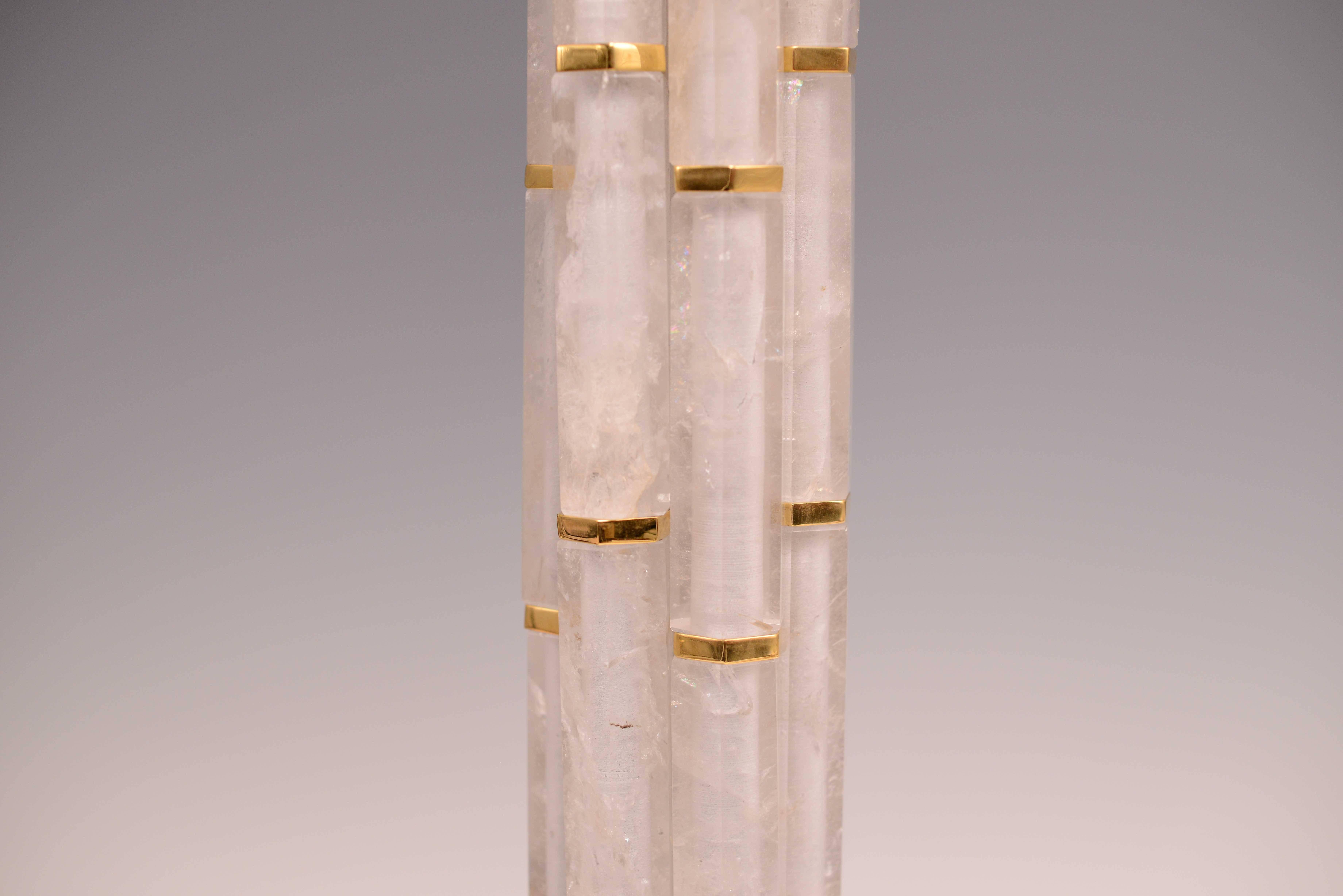  Bamboo Rock Crystal Quartz Lamps In Excellent Condition In New York, NY