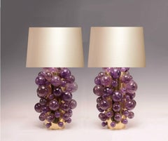 Pair of Amethyst Rock Crystal Bubble Lamps