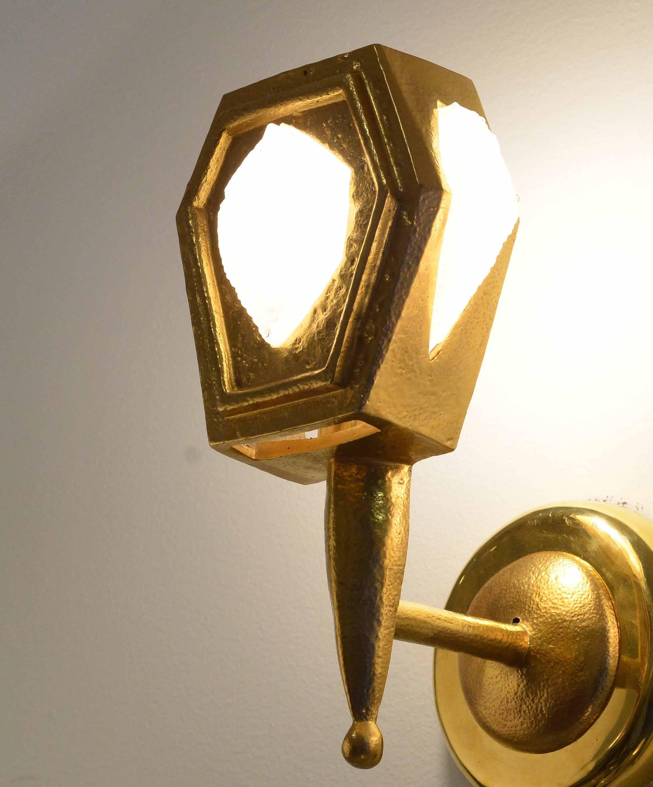 Group of Eight Repoussé Gilt Bronze Wall Sconces In Excellent Condition For Sale In New York, NY