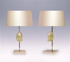 Pair of Carved Topaz Rock Crystal Quartz Lamps