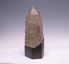 Natural Grey Rock Crystal Quartz Obelisk