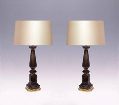 Pareja de lámparas modernas de cuarzo de cristal de roca gris ahumado