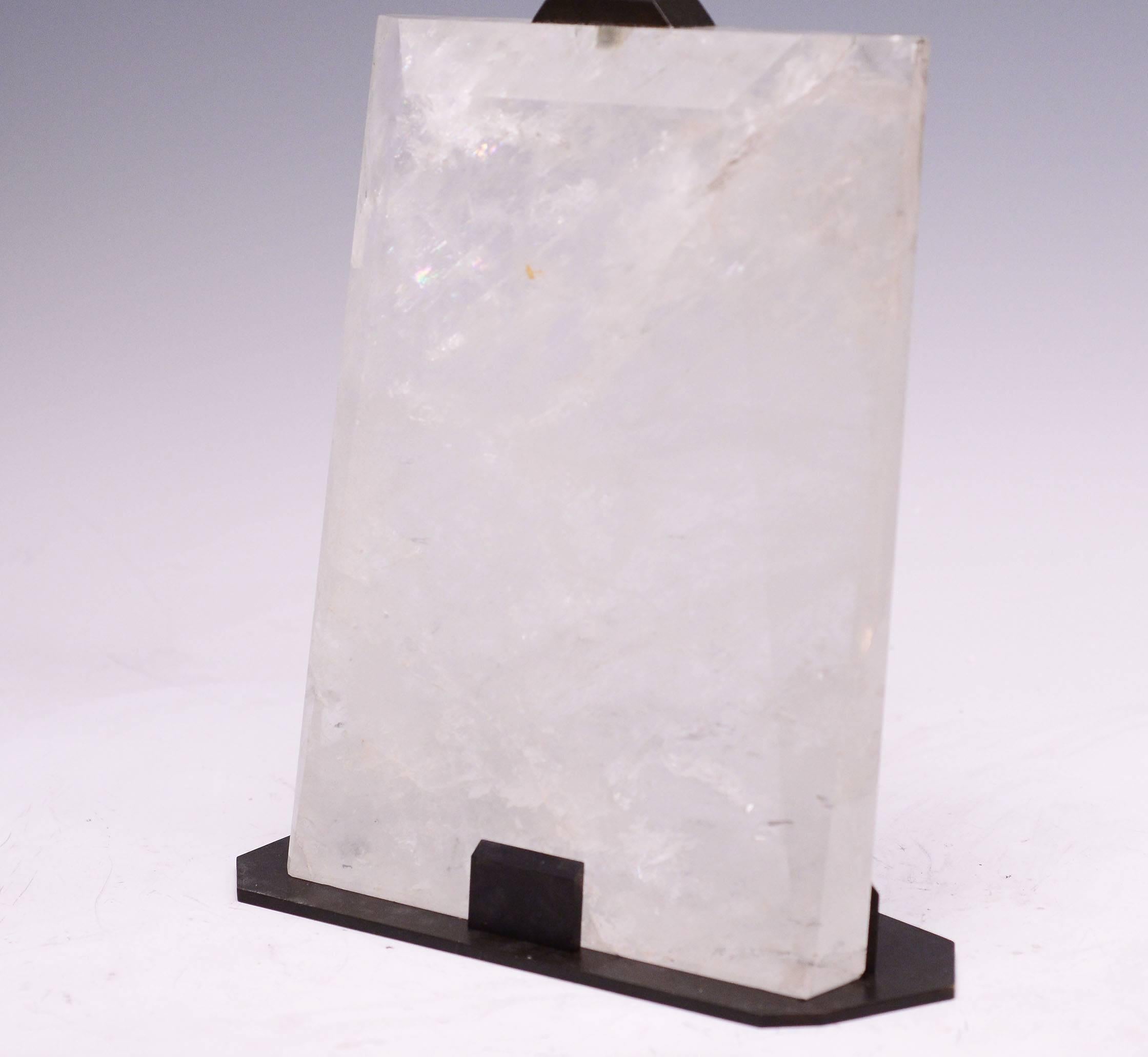 Pair of Block form Rock Crystal Quartz Lamps In Excellent Condition In New York, NY