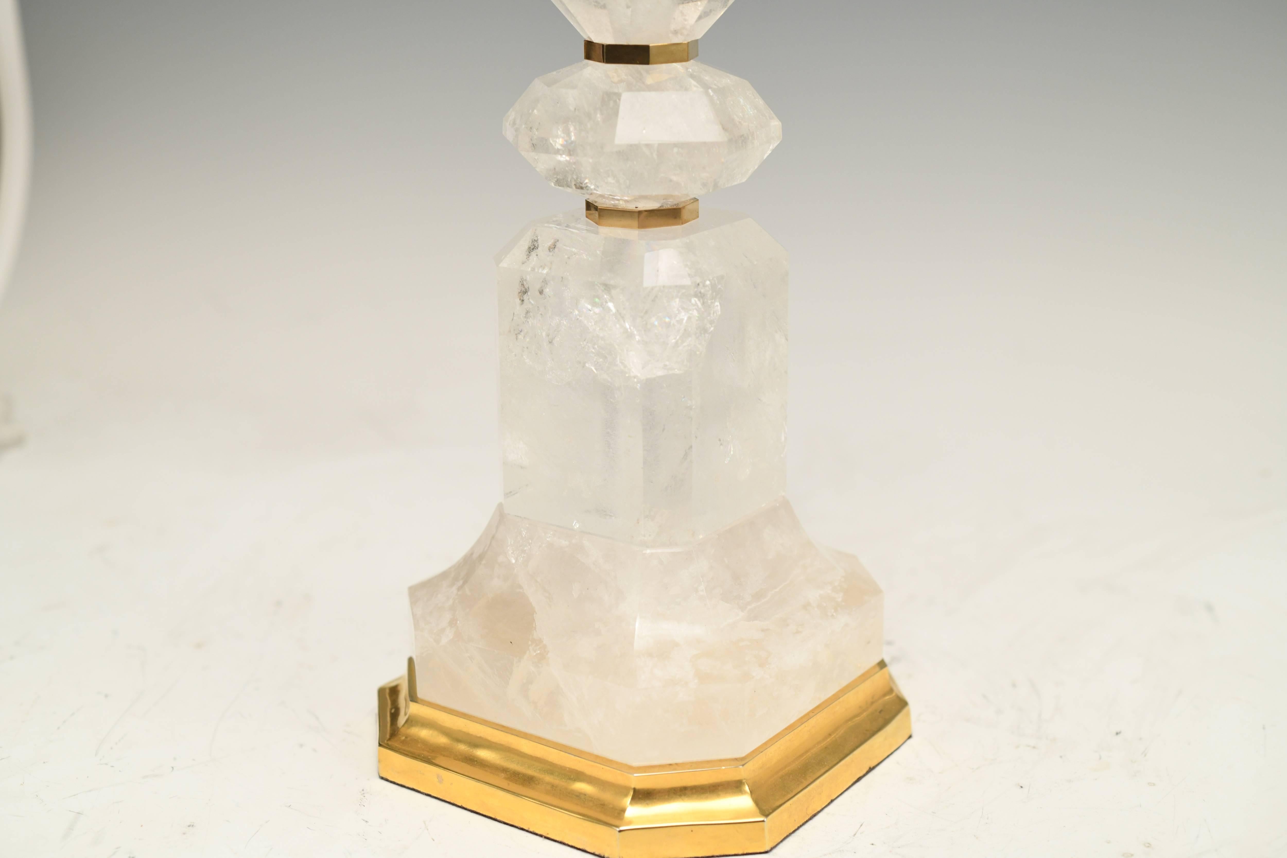 Pair of Modern Rock Crystal Quartz Lamps In Excellent Condition For Sale In New York, NY