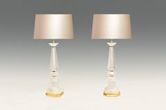 Paire de lampes modernes en quartz et cristal de roche
