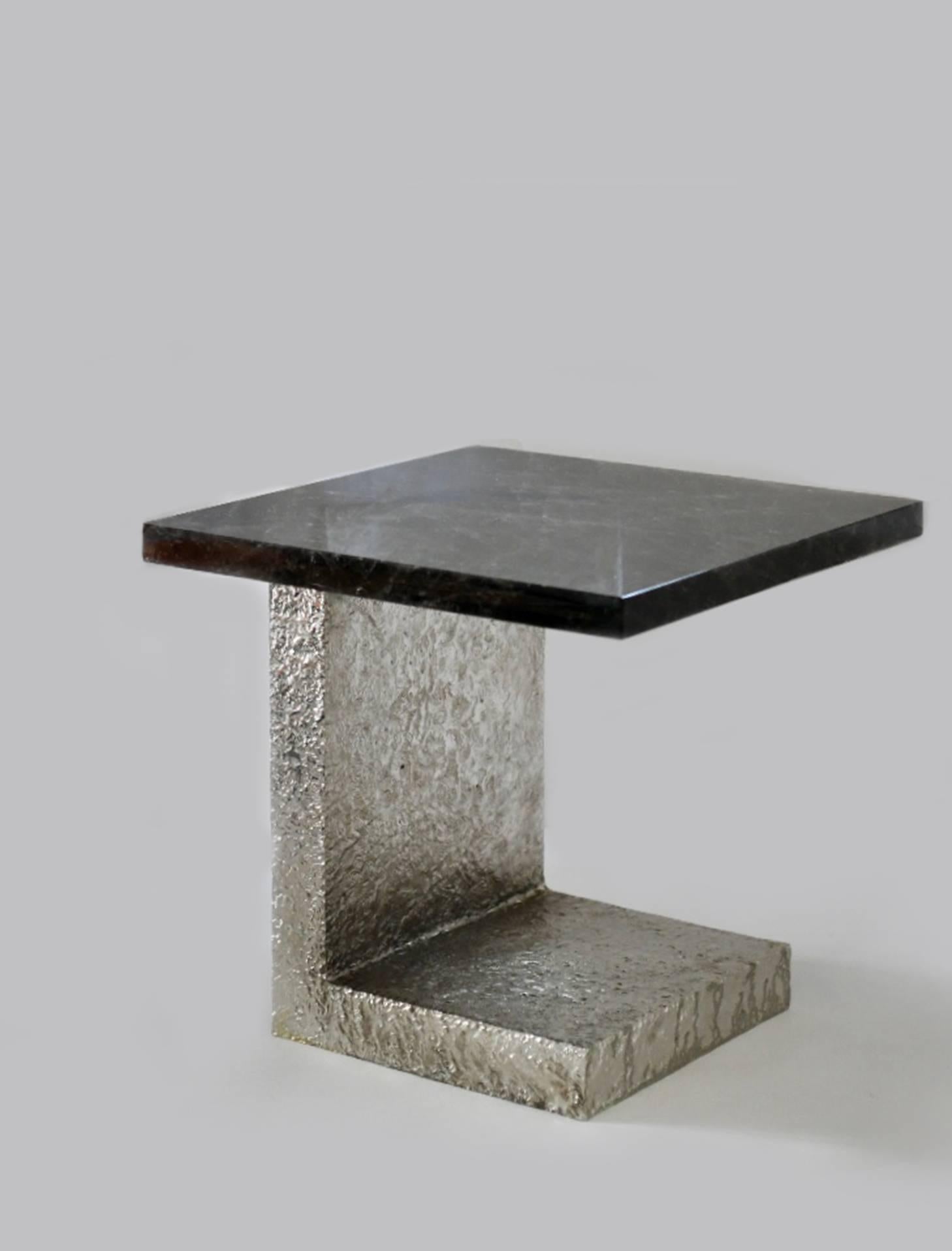 A luxury smoky dark rock crystal quartz side table with nickel plating brass base, created by Phoenix Gallery (NYC).
Can be sold separately: $5,300 each table. Created by Phoenix gallery NYC.
