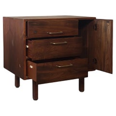 Mid-Century Walnut Cabinet by Jens Risom, Brass Handles, Denmark, 1970