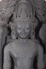 Carved Black Basalt Stele of Vishnu Pala Period, 11th or 12th Century